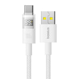 Cablu Baseus Display 2 (P10382701211-00), Fast Charging, USB to Type-C, Digital Display, 100W, 1m, Moon White