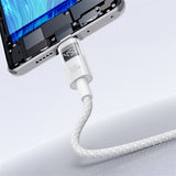 Cablu Baseus Display 2 (P10382701211-00), Fast Charging, USB to Type-C, Digital Display, 100W, 1m, Moon White