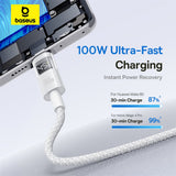 Cablu Baseus Display 2 (P10382701211-00), Fast Charging, USB to Type-C, Digital Display, 100W, 1m, Moon White