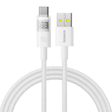 Cablu Baseus Display 2 (P10382701211-01), Fast Charging, USB to Type-C, Digital Display, 100W, 2m, Moon White