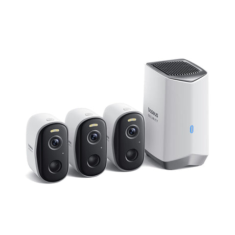 Baseus Outdoor Camera Security N1 (S0TW012131), 2K, 16GB, 3 Camera Kit, Two-way Talk, Night Vision, IP67, 7.800mAh, Alb