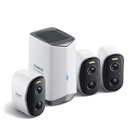 Baseus Outdoor Camera Security N1 (S0TW012131), 2K, 16GB, 3 Camera Kit, Two-way Talk, Night Vision, IP67, 7.800mAh, Alb