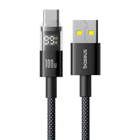 Cablu Baseus Display 2 (P10382701121-00), Fast Charging, USB to Type-C, Digital Display, 100W, 1m, Negru Cosmic