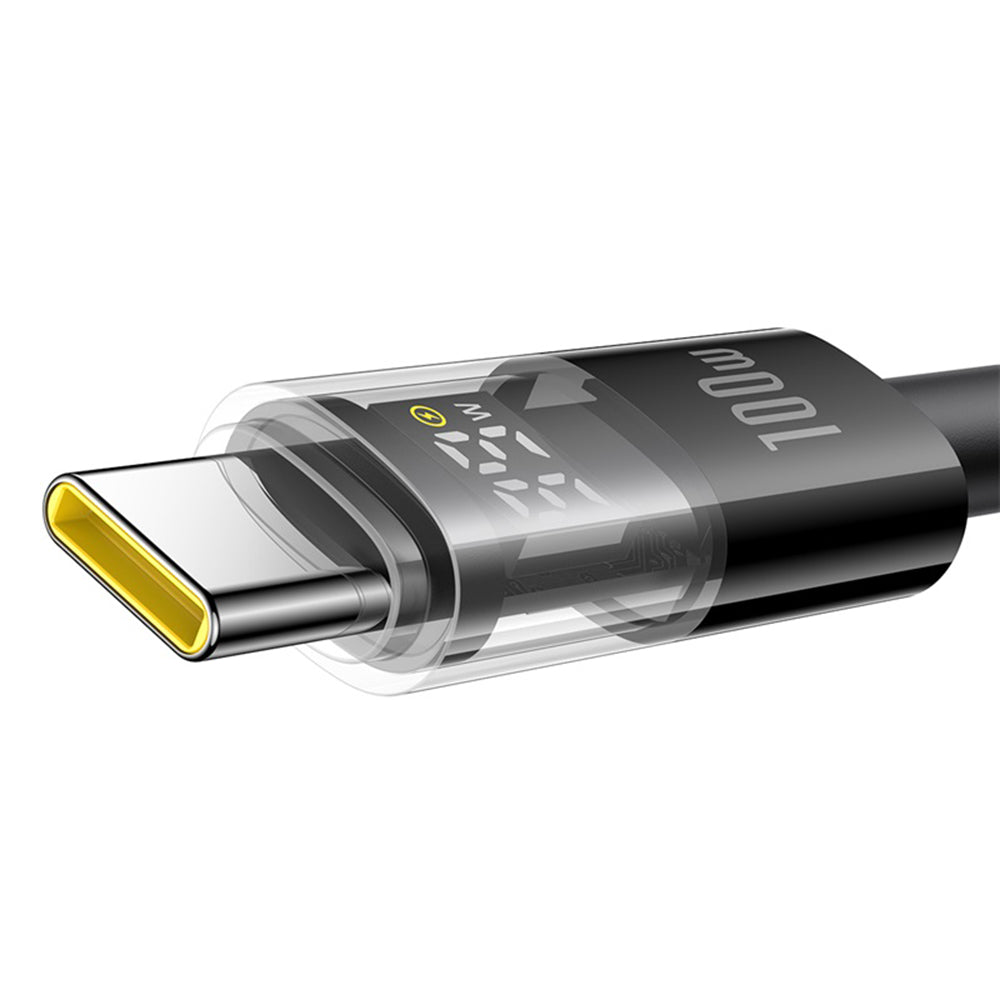 Cablu Baseus Display 2 (P10382701111-00), Fast Charging, USB to Type-C, Digital Display, 100W, 2m, Negru Cosmic