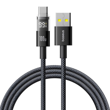 Cablu Baseus Display 2 (P10382701111-00), Fast Charging, USB to Type-C, Digital Display, 100W, 2m, Negru Cosmic