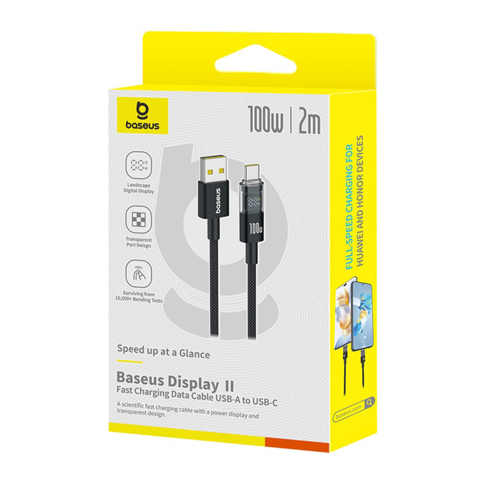 Cablu Baseus Display 2 (P10382701111-00), Fast Charging, USB to Type-C, Digital Display, 100W, 2m, Negru Cosmic