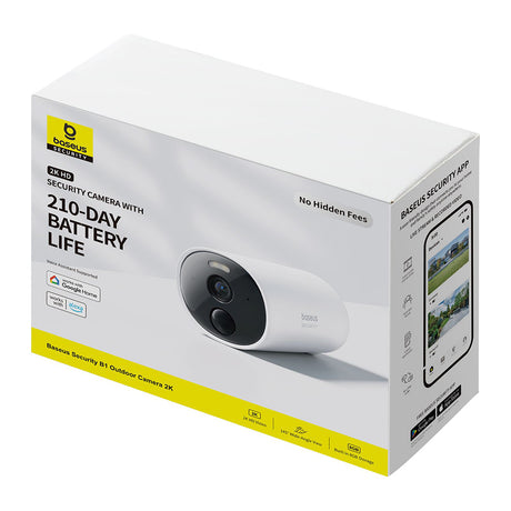 Baseus Outdoor Camera Security B1 (S0SV002130), 2K, 8GB, Two-way Talk, Night Vision, IP67, 7.800mAh, Alb