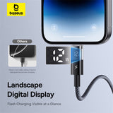 Cablu Baseus Display 2 (P10382700121-00), USB to Lightning, Fast Charging, Digital Display, 2.4A, 1m, Negru Cosmic