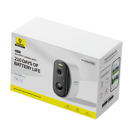 Camera Supraveghere Exterior, 2K, Two-way Talk, Color Night Vision, IP67, 7.800mAh - Baseus (S0ST002130) - White