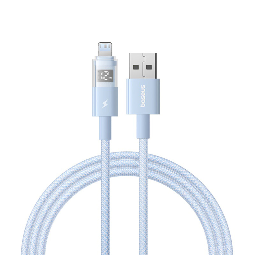 Cablu Baseus Display 2 (P10382700311-00), USB to Lightning, Fast Charging, Digital Display, 2.4A, 1m, Galaxy Blue
