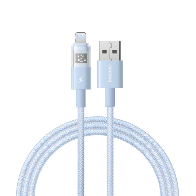 Cablu Baseus Display 2 (P10382700311-00), USB to Lightning, Fast Charging, Digital Display, 2.4A, 1m, Galaxy Blue