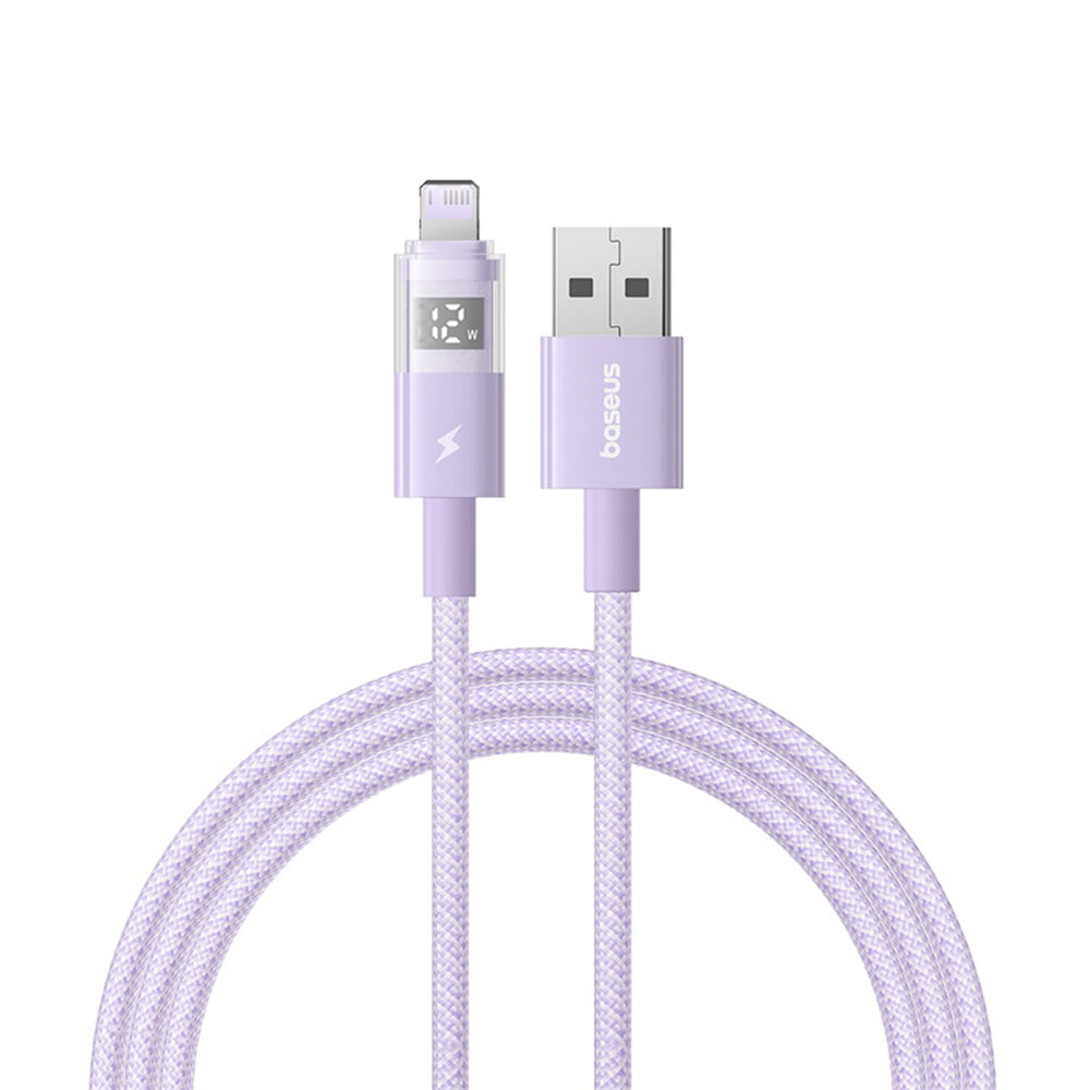 Cablu Baseus Display 2 (P10382700511-00), USB to Lightning, Fast Charging, Digital Display, 2.4A, 1m, Nebula Purple