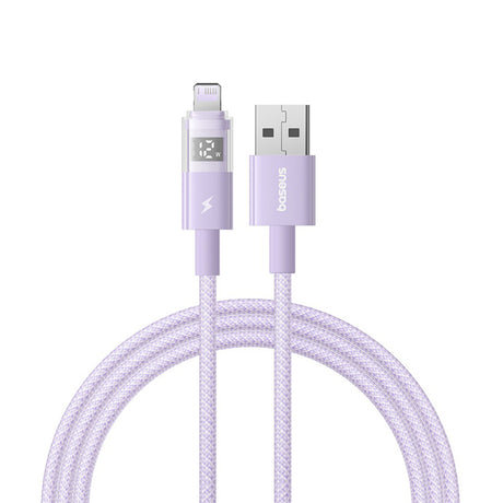 Cablu Baseus Display 2 (P10382700511-01), USB to Lightning, Fast Charging, Digital Display, 2.4A, 2m, Nebula Purple