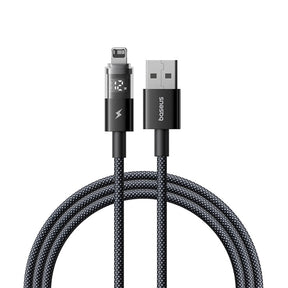 Cablu Baseus Display 2 (P10382700121-01), USB to Lightning, Fast Charging, Digital Display, 2.4A, 2m, Negru Cosmic
