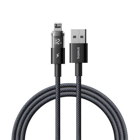 Cablu Baseus Display 2 (P10382700121-01), USB to Lightning, Fast Charging, Digital Display, 2.4A, 2m, Negru Cosmic