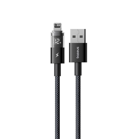 Cablu Baseus Display 2 (P10382700121-01), USB to Lightning, Fast Charging, Digital Display, 2.4A, 2m, Negru Cosmic