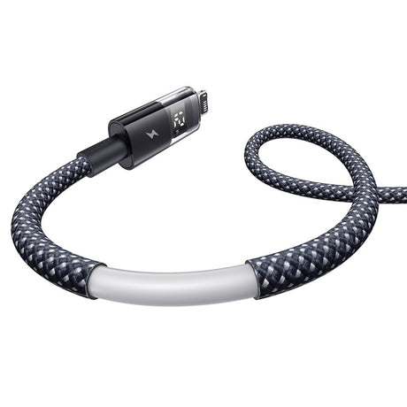Cablu Baseus Display 2 (P10382700121-01), USB to Lightning, Fast Charging, Digital Display, 2.4A, 2m, Negru Cosmic