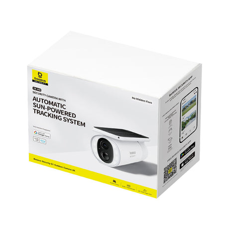 Baseus Outdoor Camera Security S1 (S0SW002130), with Solar Panel, 2K, 8GB, Two-way Audio, Night Vision, 10.400mAh, Alb