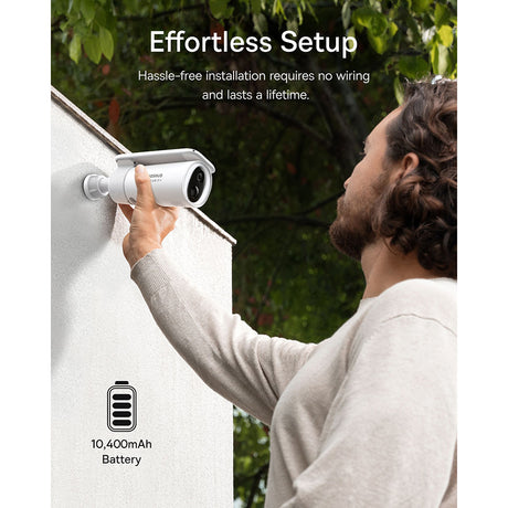 Baseus Outdoor Camera Security S1 (S0SW002130), with Solar Panel, 2K, 8GB, Two-way Audio, Night Vision, 10.400mAh, Alb