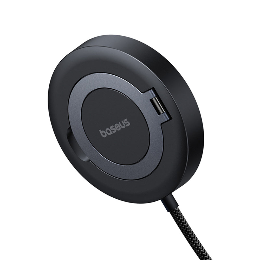 Incarcator Baseus Magnetic Wireless Simple Mini4 (P10273300121-01), Universal, with Stand, USB-C, Qi2 15W, 1m, Negru Cosmic