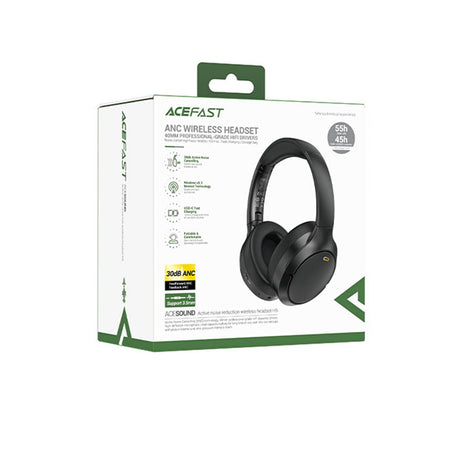 Casti Acefast Wireless Headset (H6), Type-C, Bluetooth 5.3, Active Noise Reduction, IPX4, 500mAh, Hi-Fi Sound, Negru