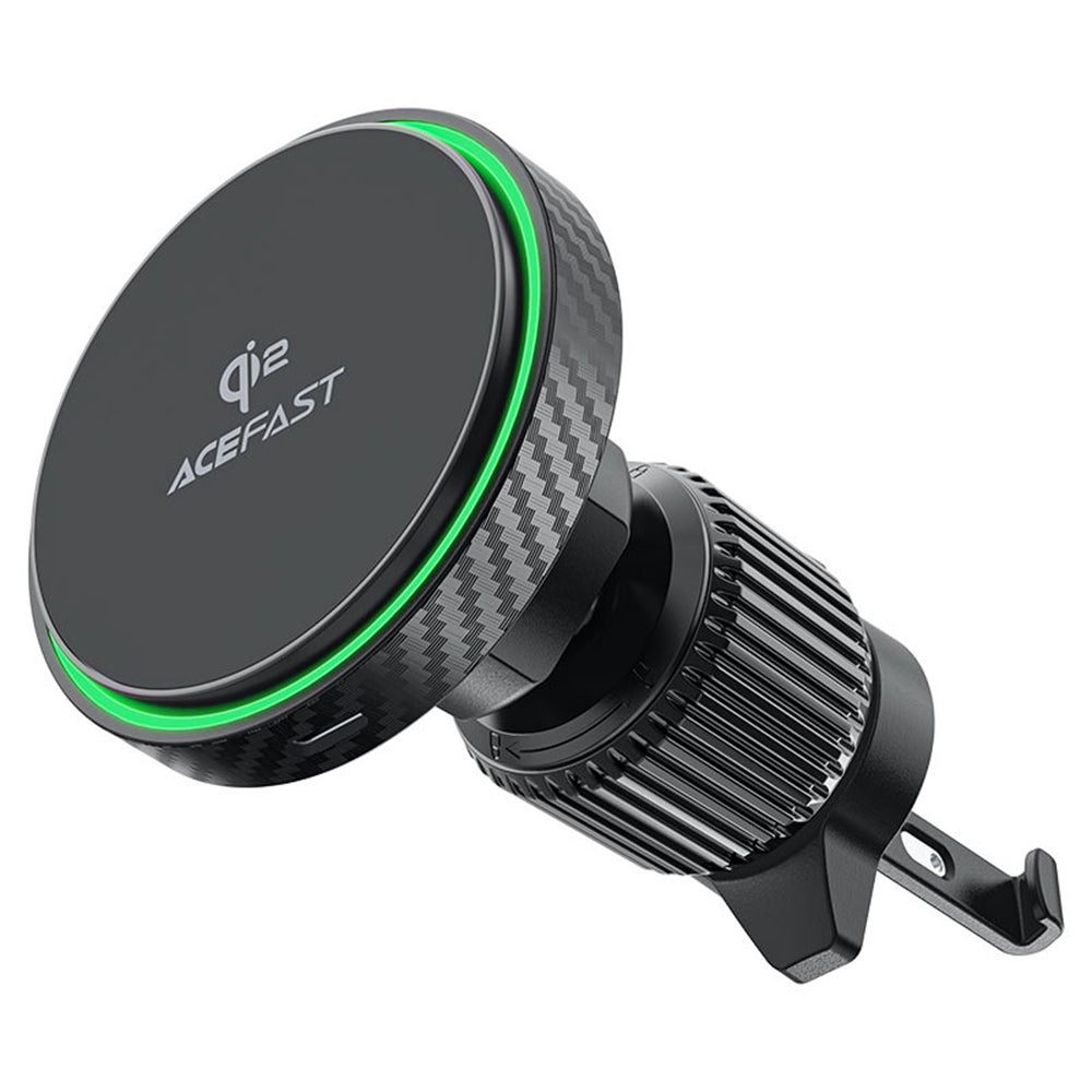 Suport Acefast with Wireless Charging (D33), for iPhone, Magnetic Grip, for Air Vent, Qi2, LED Light, 15W, Negru