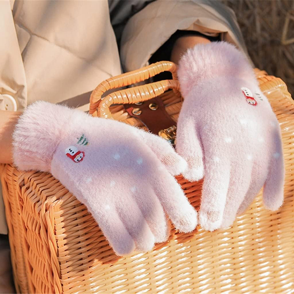 Techsuit Gloves (ST0011), from Mink Fur, Size 21cm, Alb
