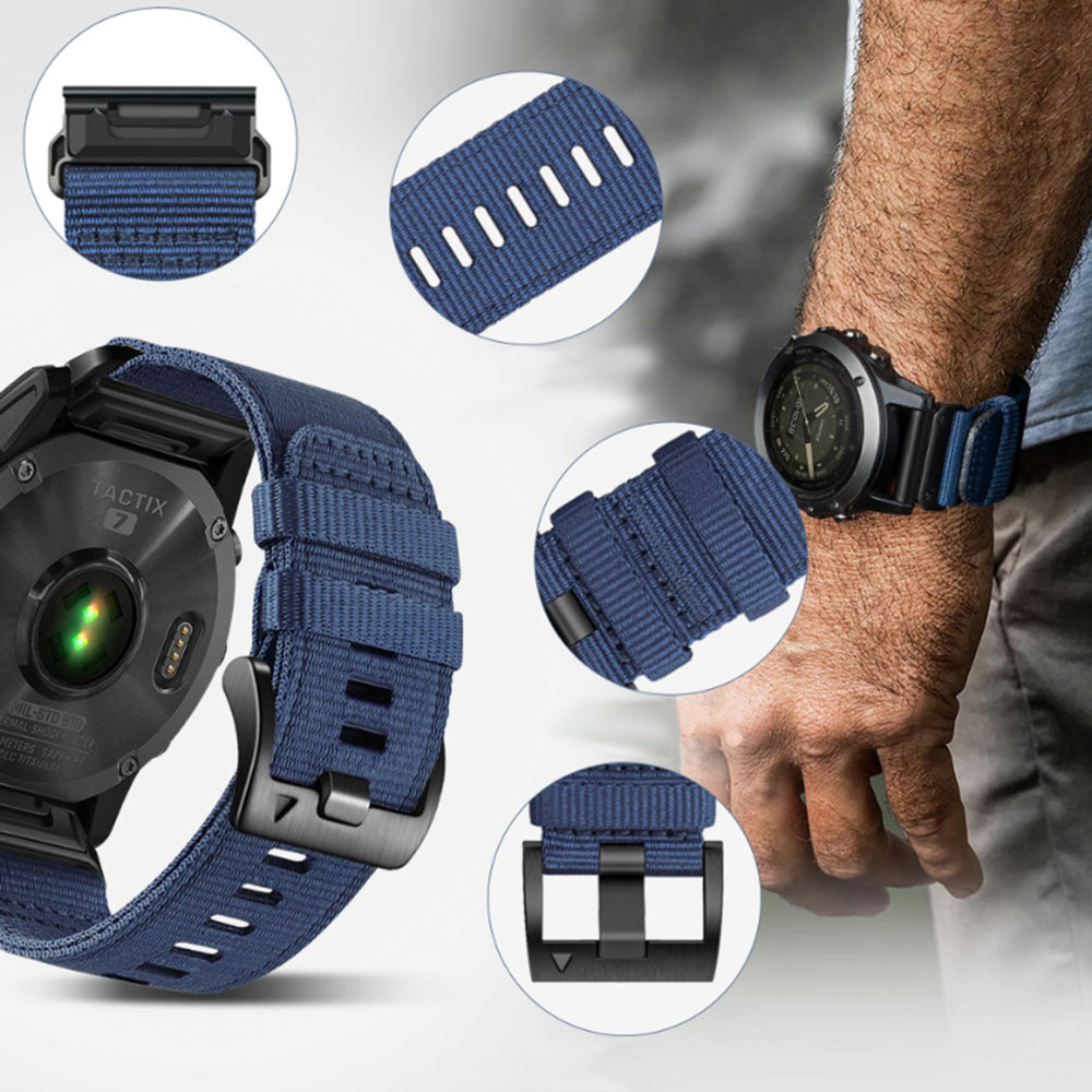 Curea smartwatch Techsuit Watchband QuickFit 22mm (W070) compatibil cu Garmin Fenix 5/5 Plus 6/6 Pro/7/Forerunner 945/970/Approach S60, Obsidian Black