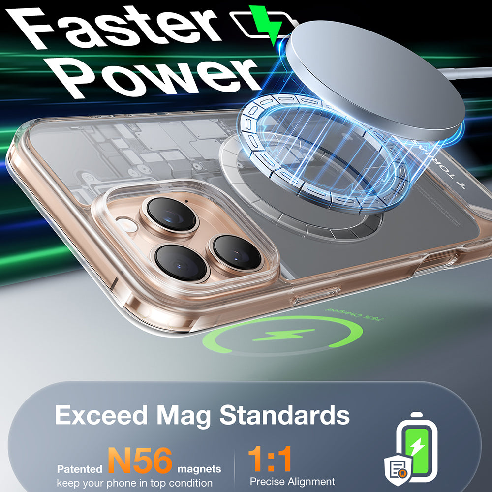 Husa de protectie Torras Pstand MagSafe compatibil cu iPhone 16 Pro Max, Transparent