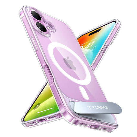 Husa de protectie Torras Pstand MagSafe compatibil cu iPhone 16 Plus, Transparent