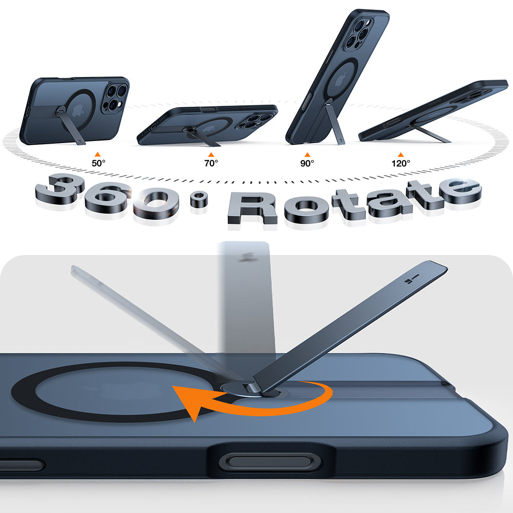 Husa de protectie Torras Pstand Spin MagSafe compatibil cu iPhone 16 Pro Max, Negru