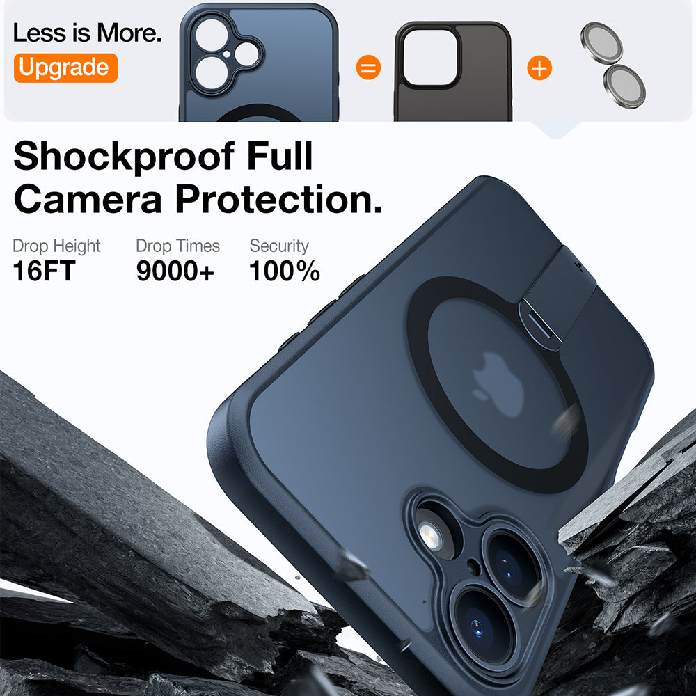 Husa de protectie Torras Pstand Spin MagSafe compatibil cu iPhone 16, Negru