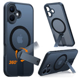 Husa de protectie Torras Pstand Spin MagSafe compatibil cu iPhone 16, Negru