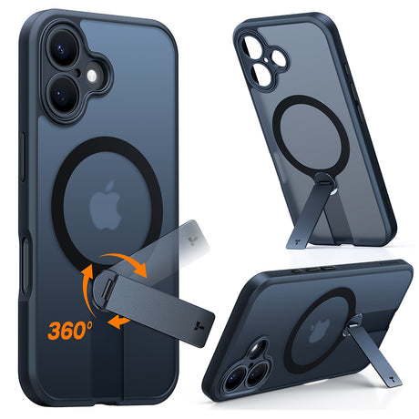 Husa de protectie Torras Pstand Spin MagSafe compatibil cu iPhone 16, Negru