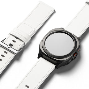 Accesoriu smartwatch Ringke Leather One Basic Bold 24mm compatibil cu Fossil Hybrid / Mobvoi TicWatch Pro 5 / Suunto 9 / Suunto 9 Baro / Suunto D5, Alb