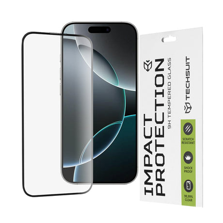 Folie de protectie Techsuit 111D Full Cover / Full Glue Glass compatibil cu iPhone 16 Pro, Negru