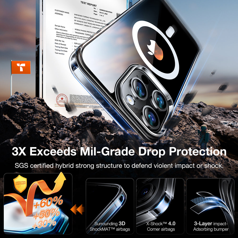 Husa de protectie Torras Diamond MagSafe Series compatibil cu iPhone 15 Pro Max, Transparent