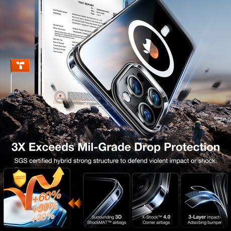 Husa de protectie Torras Diamond MagSafe Series compatibil cu iPhone 15 Pro Max, Transparent
