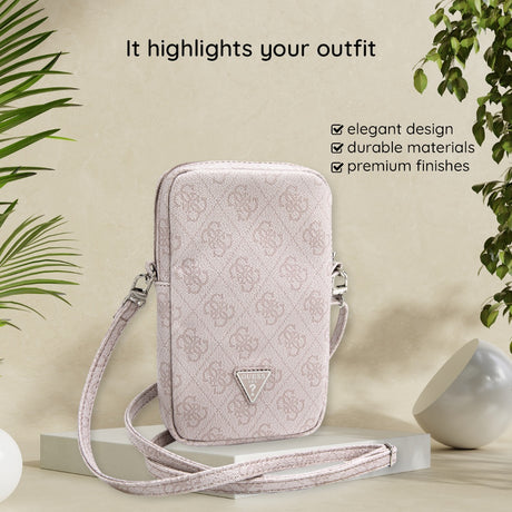 Geanta Guess Universal Phone Pouch Zip Triangle 4G (GUWBZPGSTEGK), Universal, Adjustable Strap, Zip Closure, Negru