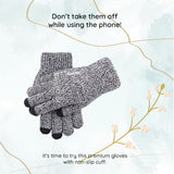 Iwarm Gloves (ST0018), Premium Wool, with Non-slip Details, Size 23cm, Gri