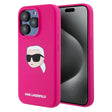 Husa de protectie Karl Lagerfeld Silicone MagSafe (KLHMP15XSKHPPLF) compatibil cu iPhone 15 Pro Max, Fuchsia Karl`S Head