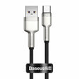 Cablu Baseus Cafule Series Metal (CAKF000101), USB to Type-C Fast Charging, 66W, 6A, 1m, Negru