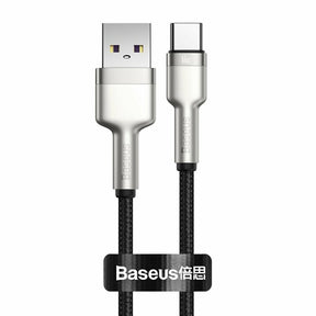 Cablu Baseus Cafule Series Metal (CAKF000101), USB to Type-C Fast Charging, 66W, 6A, 1m, Negru