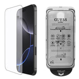 Folie de protectie Guess Classic 2.5D Outline (GUTGP16SBOKGCIT) compatibil cu iPhone 16, Negru