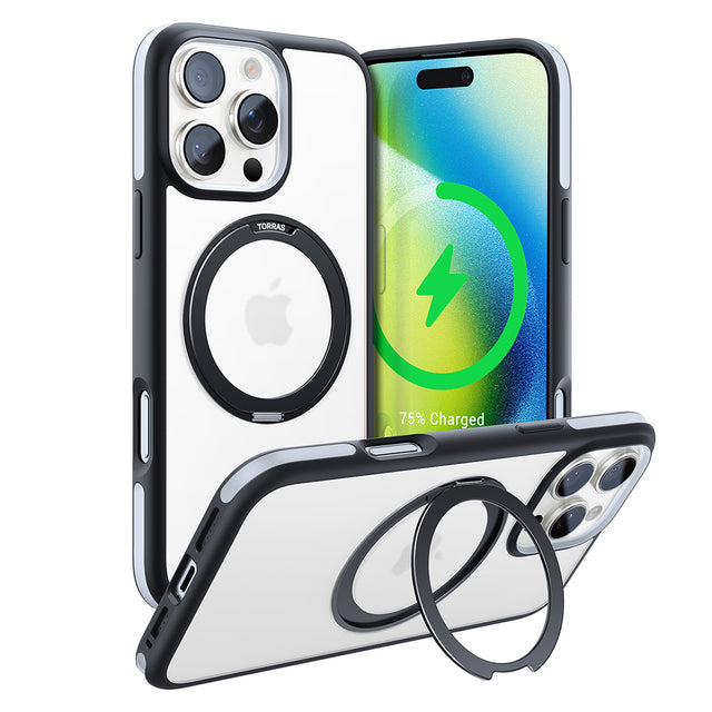 Husa de protectie Torras Ostand R Fusion MagSafe Series compatibil cu iPhone 16 Pro Max, Negru