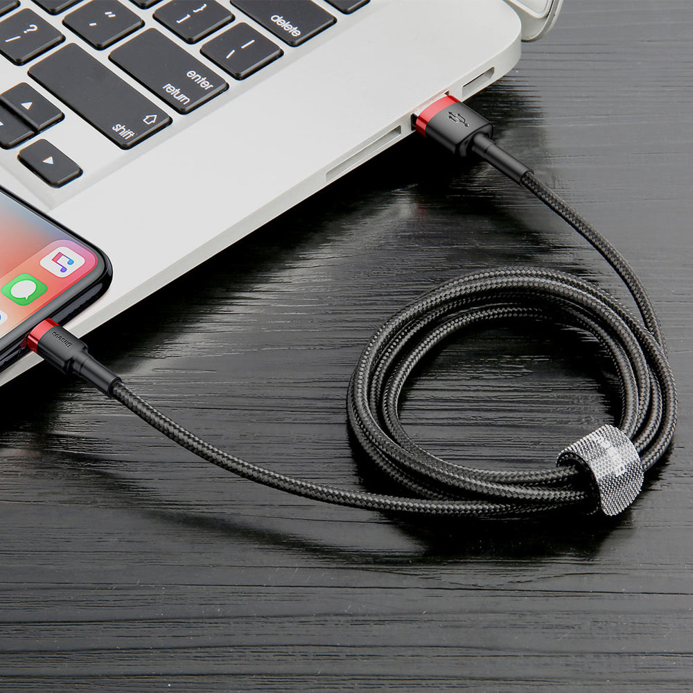 Cablu Baseus Cafule (CALKLF-B19), USB to Lightning, 2.4A, 1m, Rosu Black