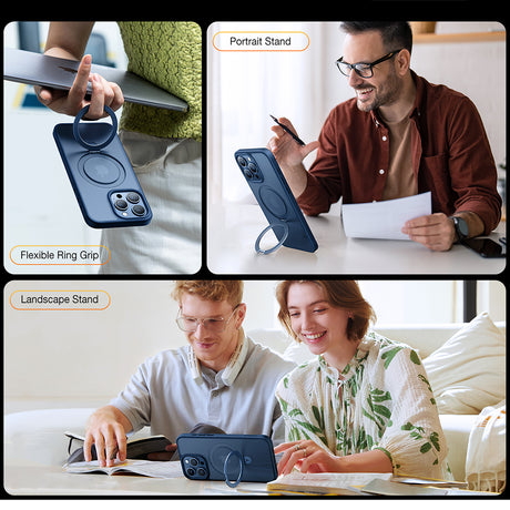 Husa de protectie Torras Ostand MagSafe Series compatibil cu iPhone 15 Pro Max, Bleumarin