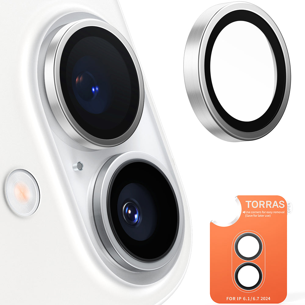 Folie de protectie Torras Lensguard Camera compatibil cu iPhone 16 / iPhone 16 Plus, Titanium Grey