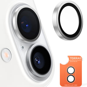 Folie de protectie Torras Lensguard Camera compatibil cu iPhone 16 / iPhone 16 Plus, Titanium Grey