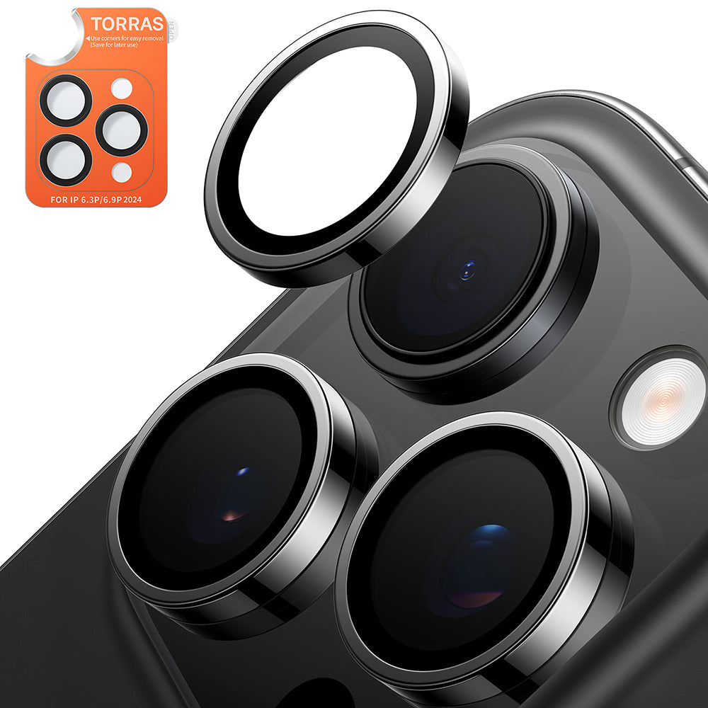 Torras Folie de protectie Torras Lensguard Camera compatibil cu iPhone 16 Pro / iPhone 16 Pro Max, Negru – imagine 6